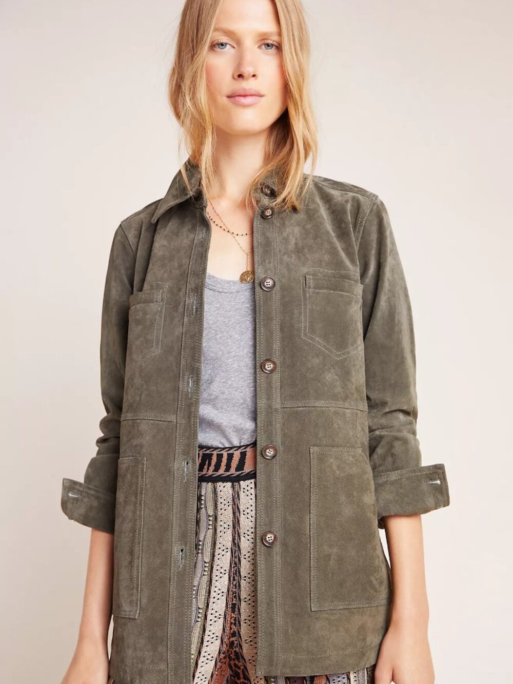 Anthropologie Suede shirt jacket